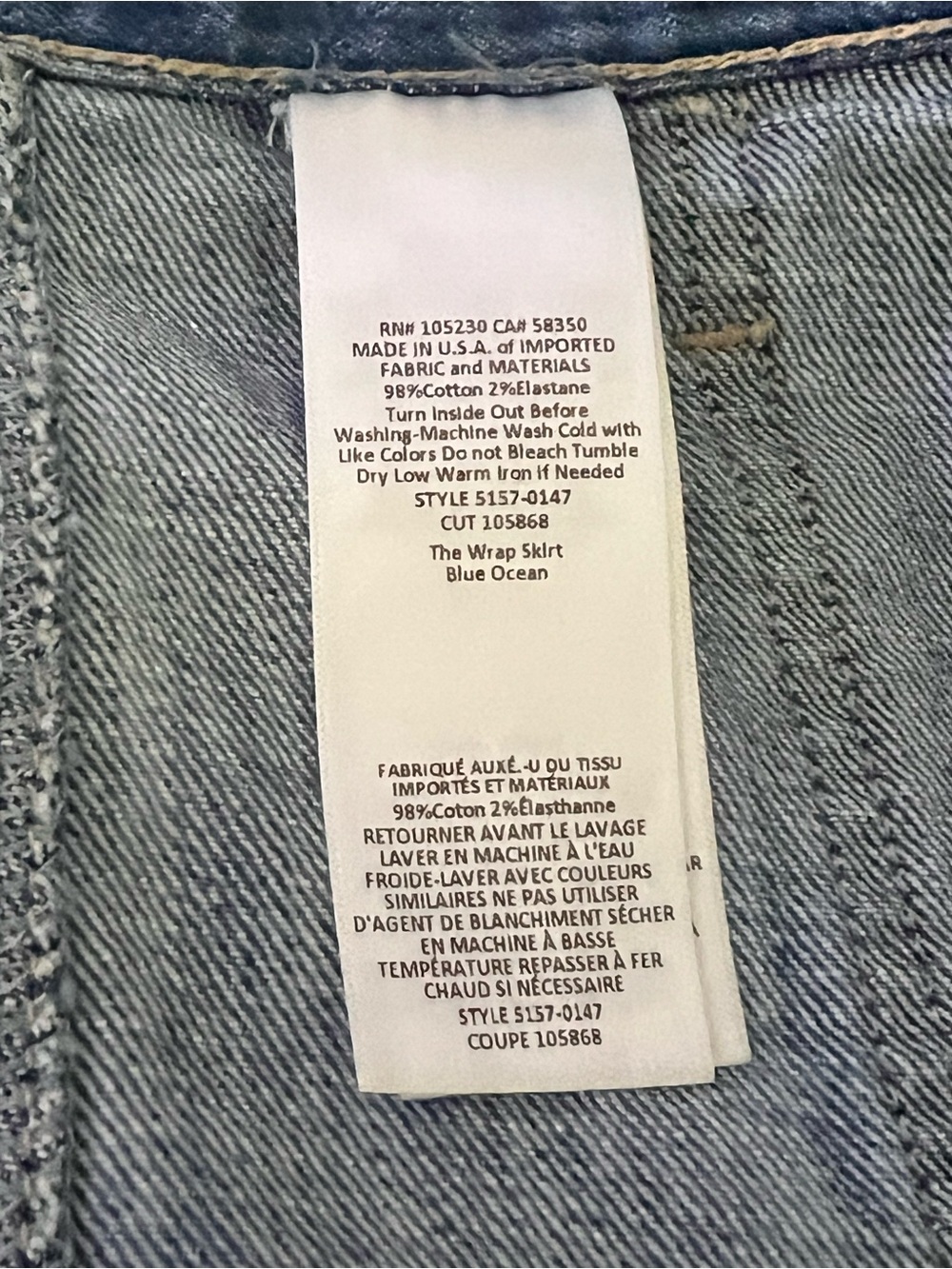 Current Elliott Denim Wrap Skirt Blue Size 1 A-Line Tie Front - Picture 8 of 9